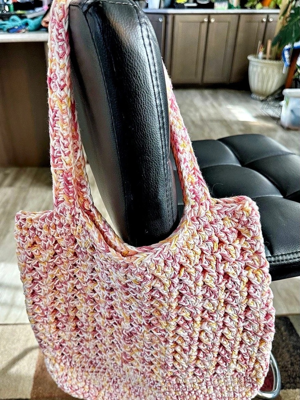 Handmade Pink & White Knit Tote